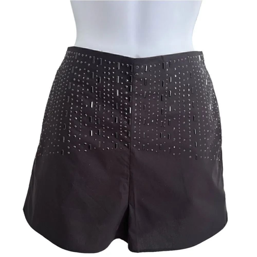 PINKO Black Crystal Embellished High Waist Shorts NWT IT 40 US 4